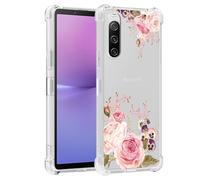 Yerebel Case for Xperia 10 V Case, Sony 10V XQ-DC72 Cute Case, Clear Flexible Bumper TPU Soft Rubber Silicone Cover Phone Case for Sony Xperia 10 V Roseflower