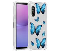 Yerebel Case for Xperia 10 V Case, Sony 10V XQ-DC72 Cute Case, Clear Flexible Bumper TPU Soft Rubber Silicone Cover Phone Case for Sony Xperia 10 V Blue Butterfly