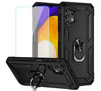 Yerebel for Galaxy A13 4G/A13 LTE 4G SM-A135F Case with Tempered Glass Screen Protector, [Military Grade] [Metal Ring] [Magnetic Support] Heavy Duty Armor Cover for Samsung Galaxy A13 4G 2022 (Black)