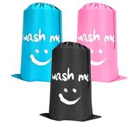 Yeria 3 Pack Large Laundry Bags, Foldable Laundry Bag with Drawstring Closure, Portable Large Capacity 120L, Suitable for Travel Bathroom Bedroom Dormitory (Pink&Blue&Grey)