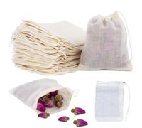 Yeria 45 Spice Bags with Drawstring, Muslin Bags for Cooking, Reusable Empty Tea Bags for Loose Tea, Cheesecloth Bags in 3 Different Sizes, Cooking Bags for Tea, Spices, Coffee