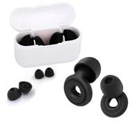 Yeria Silicone Ear Plugs for Sleep, Swimming, Studying, Working, Reusable Hearing Protection with 3-Layer Noise Reduction, Ear Tips in S/M/L, 1 Travel Boxes (Black)