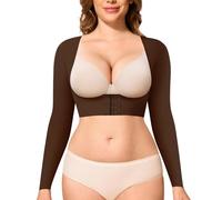 YERKOAD Arm Shapers for Women Flabby Arms Post Surgery Compression Sleeves Arm Faja Front Closure Shapewear Tops, Brown, XXXL