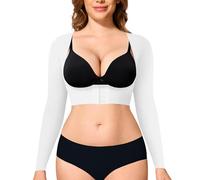 YERKOAD Arm Shapers for Women Flabby Arms Post Surgery Compression Sleeves Arm Faja Front Closure Shapewear Tops, White, S