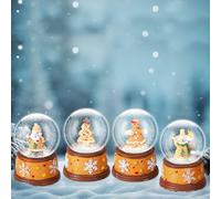 Yerliker 4 Pcs 1.8 Inch Christmas Snow Globe Santa Claus Snow Globe Mini Xms Water Snow Globe Lightweight Winter Snowglobe for Kids Adults Gift Home Decoration (Yellow,Gingerbread Man)