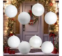 Yerliker 8 Pack Large Christmas Ornaments Balls 6 Inch Jumbo Oversized Plastic Hanging Ball Xmas Tree Decorations for Indoor Outdoor Yard Lawn Holiday Party (White)