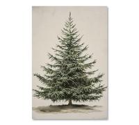 Yermidi Vintage Christmas Tree Wall Art Green Neutral Pine Tree Poster Rustic Farmhouse Holiday Minimalist Wall Decor Winter Botanical Canvas Print Picture for Living Room Home 8x12inch Unframed