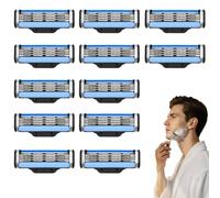 Yerozhui 12 Pack Razor Blades Suitable for Manual Shaver Designed for Mach3 System Triple Blade Refills with Double Lubrication Strip Smooth Close Shaving Replacement Heads for Men Daily Grooming