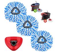 Yerozhui 3PCS Mop Head Microfiber Refills Cleaning Pads With Base Compatible for Vileda/O-Cedar H2Pro RinseClean Mop Head Replacement 2 Tank System Triangle Spin Cleaning Set Durable and Reusable
