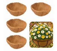Yerozhui 4 Pack Hanging Basket Liner Garden Basket Liners 12 Inch Round Coco Fiber Hanging Basket Liner Natural Coconut Fibre Flower Basket Liners for Indoor Outdoor Wall Planters Use Gardening Set