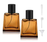 Yerpkefey 2Pack 30ml/1.0 Oz Colorful Glass Spray Bottle Perfume Atomizer,Travel Refillable Perfume Bottles Empty Cute Spray Bottles (Light Coffee)