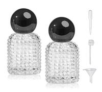 Yerpkefey 2Pack 30ml/1Oz Glass Spray Bottles Perfume Atomizer,Vintage Glass Perfume Travel Refillable Spray Bottle Empty with 3 Kinds of Dispenser, Black