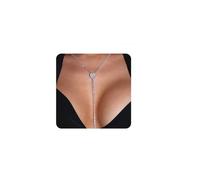 YERTTER Silver Sparkly Full Rhinestone Chain Choker Heart Tassel Necklace Long Love Collar Necklace Statement Choker Necklace for Party Music Bar Women (Silver 2)