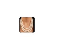 YERTTER Vintage 1920s Large Pearl Collar Choker Necklace Earrings Set Simulated Pearl Statement Necklace Multi Strand Pearl Necklace Costume Jewelry Chunky Pearls Necklaces for Women Wedding Jewelry