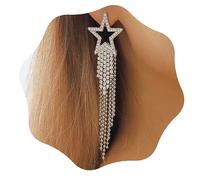 YERTTER Vintage Long Star Tassel Earrings Rhinestone Dangle Drop Earrings Women Statement Fringe Earrings for Wedding Women Brides, Zinc, No Gemstone