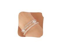 YERTTER Wedding Silver 3 Row Pearl Rhinestone Stunning Bracelet Layered Stretch Wrap Cuff Bridals Crystal Strand Bracelet Gift for Women Brides (Silver 4)
