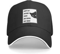 YERTYIJH Classic Baseball Cap Don't Go Outside There are People Out There - Cat Lovers Snapback Cap New in The Hat Golf Hat Girl Men Black
