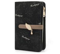 YERUUE Women's Small Wallet PU Leather Wallet Women Small RFID Protection Wallets for Women with Pocket and 9 Card Slots, Black/White, 5,51*3,54*1,18in, Retro