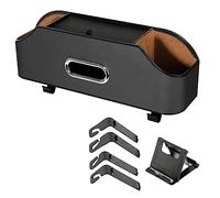 Yeruvce Car Headrest Backseat Organizer with 2 Drink Cup Holder, Cell Phone Holders, Hooks and Tissue Box Accessories - Black