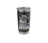 Yes Actually The World Does Revolve Around My Cats Black Cat Stainless Steel Insulated Tumbler