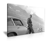 YES ART 007 James Bond Aston Martin Sean Connery Movie Stretched Canvas Print Gift for Home Office Decoration (S: 46cm X 31cm)
