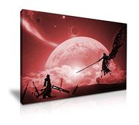 YES ART Final Fantasy 7 Sephiroth VS Cloud Stretched Canvas Print Best Gift For Final Fantasy Fans Home Game Office Hotel Decoration (S: 46cm X 31cm)