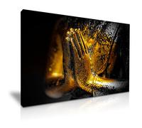 YES ART Golden Buddha Hands Peaceful Buddhism Meditation Zen Canvas Best Gift For Modern Home Office Hotel Decoration (XS: 30cm x 20cm)