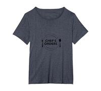 Yes Chef Chefs Orders Kitchen Authority Culinary Humor T-Shirt, Women's Plus, Heather Blue, 4X