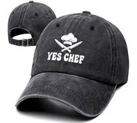 Yes Chef Funny Retro Washed Cotton Baseball Cap, Adjustable Lightweight and Breathable Unisex Outdoor Grill Chef Hat, Birthday Gifts for Kitchen Master Supervisor Mom Dad Friend Bestie Coworker Boss