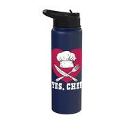 Yes Chef Heart Chef Hat Fork Knife Stainless Steel Insulated Water Bottle