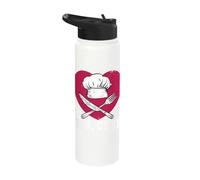 Yes Chef Heart Chef Hat Fork Knife Stainless Steel Insulated Water Bottle