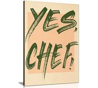 Yes Chef Minimalist Kitchen Poster Modern Typography Print Framed Canvas Print, Pictures for Home Walls, Bedroom, Living Room & Bathroom Decor 61x41cm (24x16in)