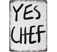 Yes Chef Poster Kitchen Wall Art Bon Appetit French Quote Poster Metal Tin Sign Plaque Vintage Wall Room Gift Aluminium Creative Novelty Unique Funny Art Decoration Tin Waterproof 8x12 inches