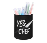 Yes Chef PU Leather Pencil Holder Round Pen Organizer & Desk Storage Cup Stylish Office Supplies