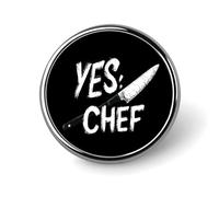 Yes Chef Round Pin Brooch Enamel Lapel Badges Jewelry Decor for Backpack Hats