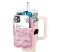 Yes!Fresh Water Bottle Pouch for Stanley Cup, Stanley Cup Accessories 40oz with Spacious Opening Mesh Pocket Fit for Most Mobiles,Gym Accessories Slip Proof Elastic Armband Water Bottle Pouch (Pink)