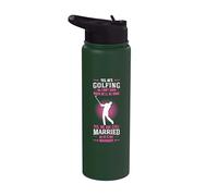 Yes He's Golfing Golf Putter Par Golfer Birdie Bogey Eagle Stainless Steel Insulated Water Bottle