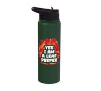 Yes I Am A Leaf Peeper Thanksgiving Fall Maple Leaf Peeping Stainless Steel Insulated Water Bottle