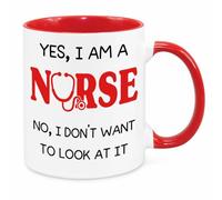 Yes I Am A Nurse - Funny Birthday Christmas Funny Gift Nurse Gift NHS Present Novelty Gift for Mum Dad Friend Sister Brother Grandparents Gift for Him Her Secret Santa Office Quotes Coffee Mug (Red)
