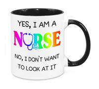 Yes I Am A Nurse - Funny Birthday Christmas Funny Gift Nurse Gift NHS Present Novelty Gift for Mum Dad Friend Sister Brother Grandparents Gift for Him Her Secret Santa Office Quotes Coffee (Rainbow)