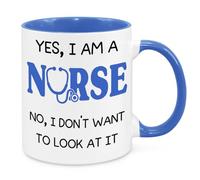 Yes I Am A Nurse - Funny Birthday Christmas Funny Gift Nurse Gift NHS Present Novelty Gift for Mum Dad Friend Sister Brother Grandparents Gift for Him Her Secret Santa Office Quotes Coffee Mug (Blue)