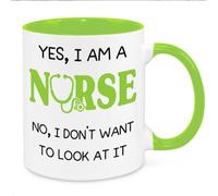 Yes I Am A Nurse - Funny Birthday Christmas Funny Gift Nurse Gift NHS Present Novelty Gift for Mum Dad Friend Sister Brother Grandparents Gift for Him Her Secret Santa Office Quotes Coffee (Green)