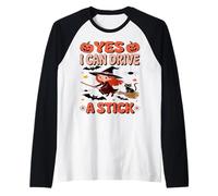 Yes I Can Drive A Stick Funny Halloween Kids Witch Apparel Raglan Baseball Tee