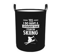 Yes I Have A Retirement Plan - I Plan On Skiing Laundry Basket Round Portable Storage Box Organizer Laundry Basket Portable Laundry Organizer