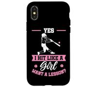 Yes I Hit Like Girl Want A Lesson Baseball Girls Case for iPhone X/XS