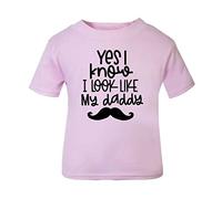 Yes I Know I Look Like Daddy (Moustache Style) Statement [BBY5] Short Sleeve Cotton Toddler t Shirt, 3-4 Years, Pastel Pink