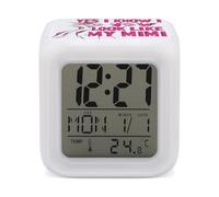 Yes I Know I Look Like My Mimi Digital Alarm Clock Printing Bedside Decor 7 Color Changing Night Light