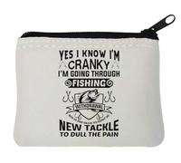 Yes I Know I'm Cranky I'm Going Through Fishing Withdrawal Neoprene Coin Purse Pouch 10x11cm White