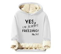 Yes I’m Always Freezing Xmas Jumpers for Men UK Winter Warm Fleece Christmas Hoodies Long Sleeve Sherpa Lined Sweaters Regular Fit Thermal Hooded Sweatshirts Xmas Pullover