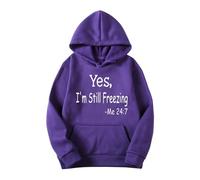 Yes I’m Still Freezing Hoodie for Men Fleece Long Sleeve Hooded Pullover Loose Fit Casual Jumper with Pocket Drop Shoulder Ribbed Cuff Graphic Hoodies Mens Funny Hoodies